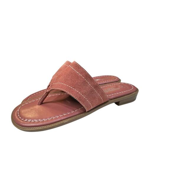 Montego Bay Club NWOT Leather Collection Flat Thong Sandals Size 8 Mauve Casual - Picture 1 of 4